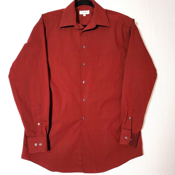 Concept Claiborne Mens Dress Shirt Button Down Long Sleeve Sz15.5 34/35 Burgundy - Picture 1 of 11